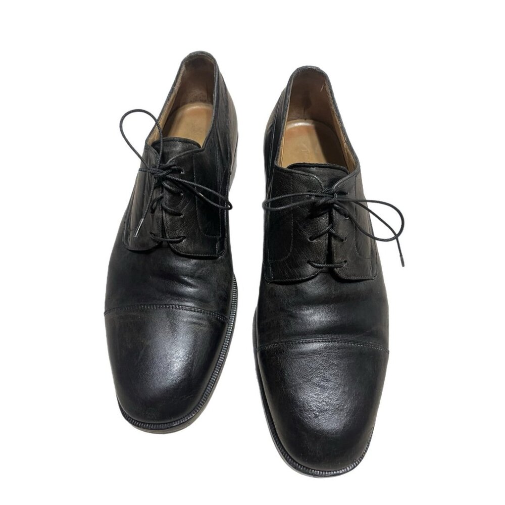 John W Nordstrom Oxfords Dress Shoes Mens Size 10D black Leather Cap Toe Italy